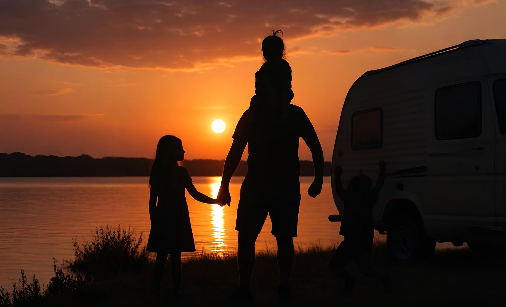 RV Depot - Fathers Day Blog Adventure Father and Kids at Sunset