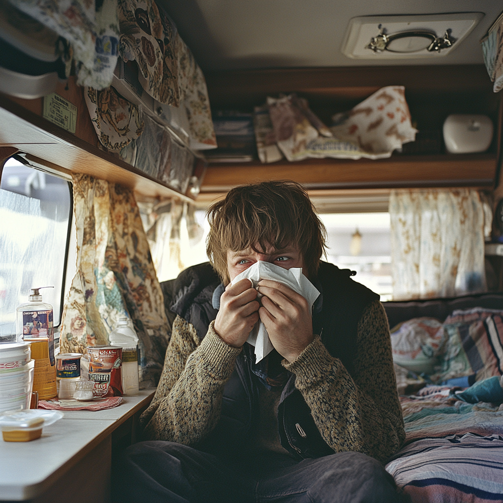 RV Depot - nahastone 22503 A wide shot of a person inside a cluttered and 59941b92 7a85 4d27 b9ec 5511438c4899 Easy RV Odor-Free Guide: 6 Fresh Tips to Keep Your RV Clean